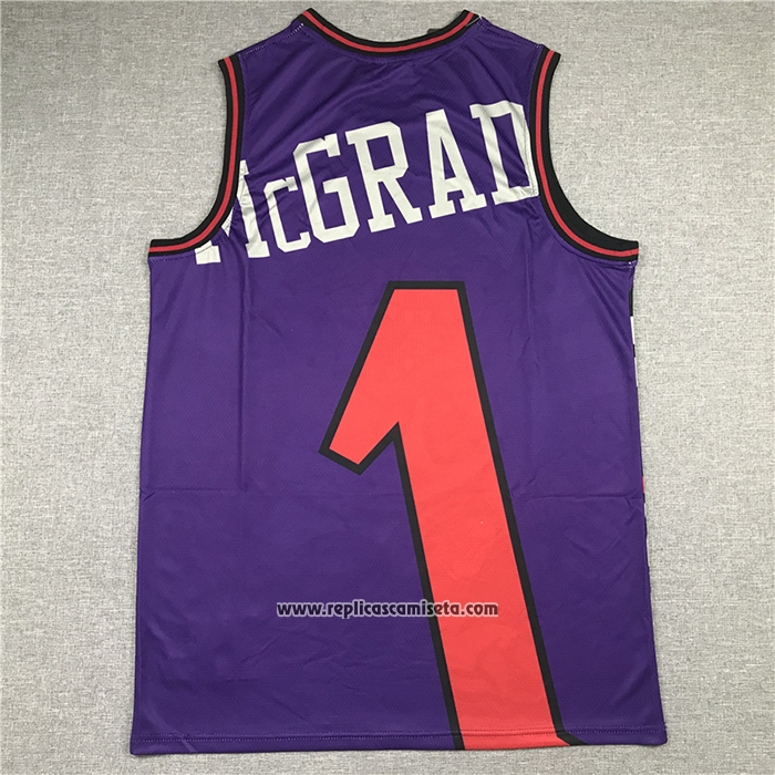 Camiseta Toronto Raptors Tracy Mcgrady #1 Mitchell & Ness Big Face Violeta